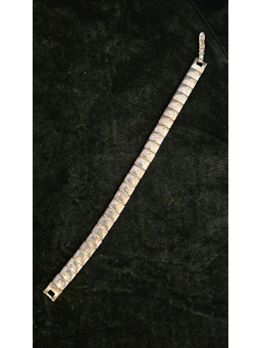 Vintage Silver-Tone Napier Link Bracelet 7 Inches Art Deco-Inspired Design Fold-
